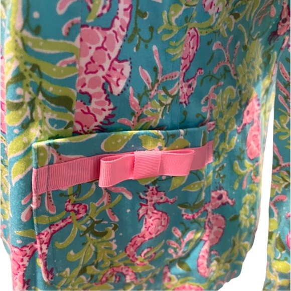 Vintage Bamboo Traders Womens Blazer Jacket Turquoise Pink Tropical Size Small/M - Picture 6 of 7